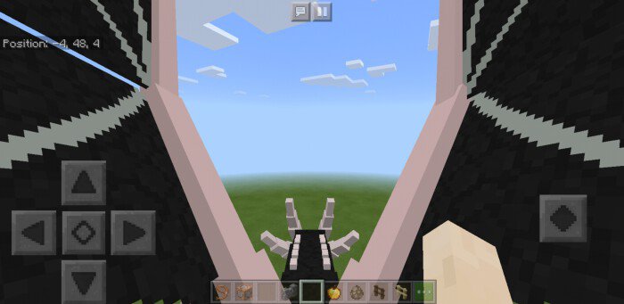 Minecraft mods for Pocket Edition - Expansive Fantasy - A player riding on the back of a dragon in first person