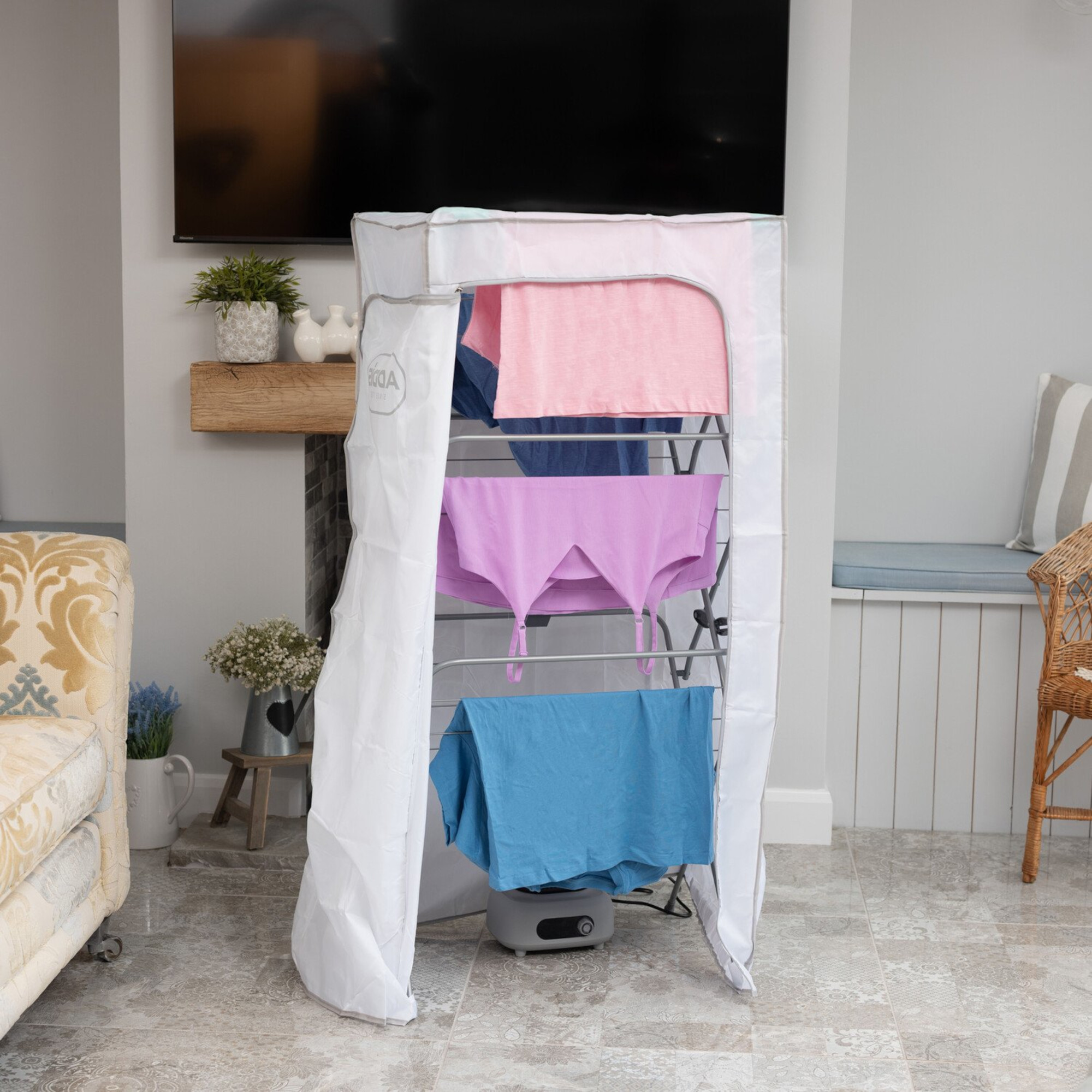 addis heat pod and cover over a clothes airer