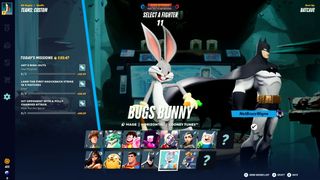 Bugs Bunny character selection screen
