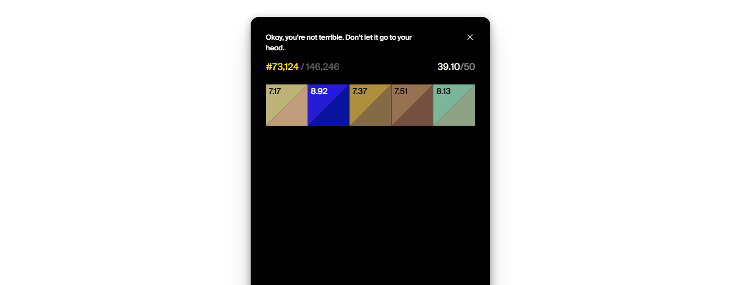 Dialed.gg colour test panels