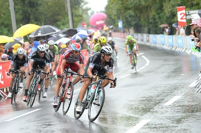 Matteo Trentin (Omega Pharma-QuickStep) and Alexander Kristoff (Katusha)