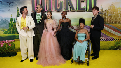 Jonathan Bailey, Jeff Goldblum, Ariana Grande, Cynthia Erivo, Marissa Bode and Ethan Slater attends the &quot;Journey Through Oz&quot; Tour to celebrate the Australian premiere of &quot;Wicked&quot; at State Theatre on November 03, 2024 in Sydney, Australia