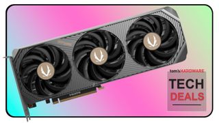 Zotac Sold OC GeForce RTX 5070 on a pink background 