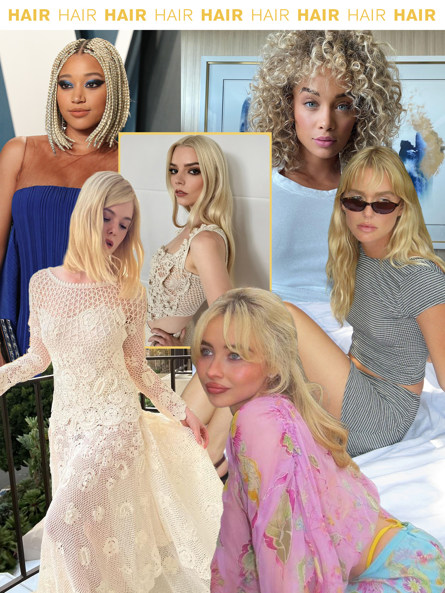 Collage of limoncello-inspired hair
