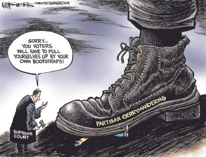 Political Cartoon U.S. Supreme Court Partisan Gerrymandering Voters