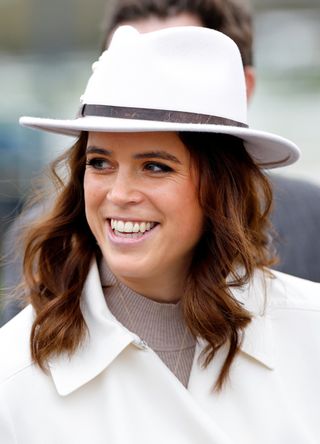 Princess Eugenie attends day 2 'Style Wednesday' of the Cheltenham Festival at Cheltenham Racecourse on March 13, 2024 in Cheltenham, England