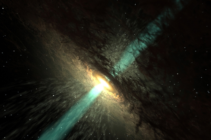 Artist&#039;s impression of a quasar