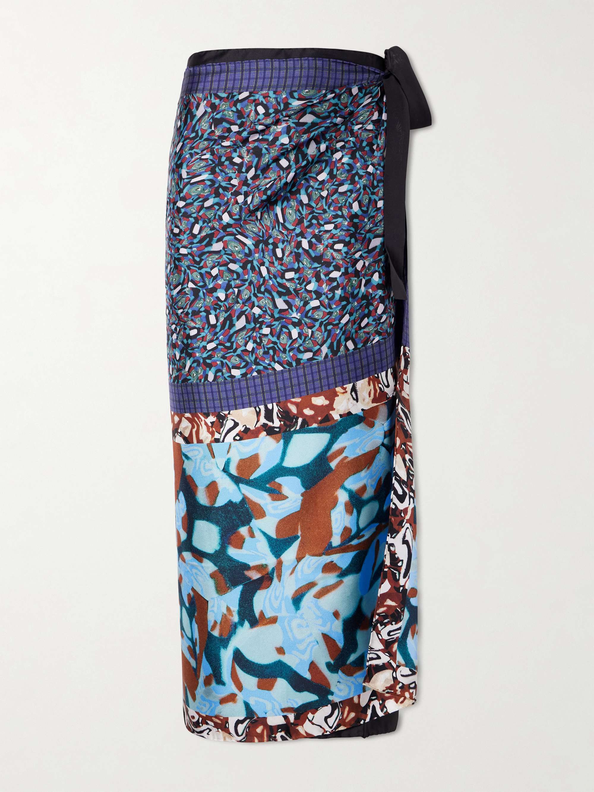 Printed Silk-Twill Midi Wrap Skirt