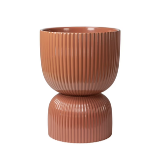 ceramic fluted planter in red color