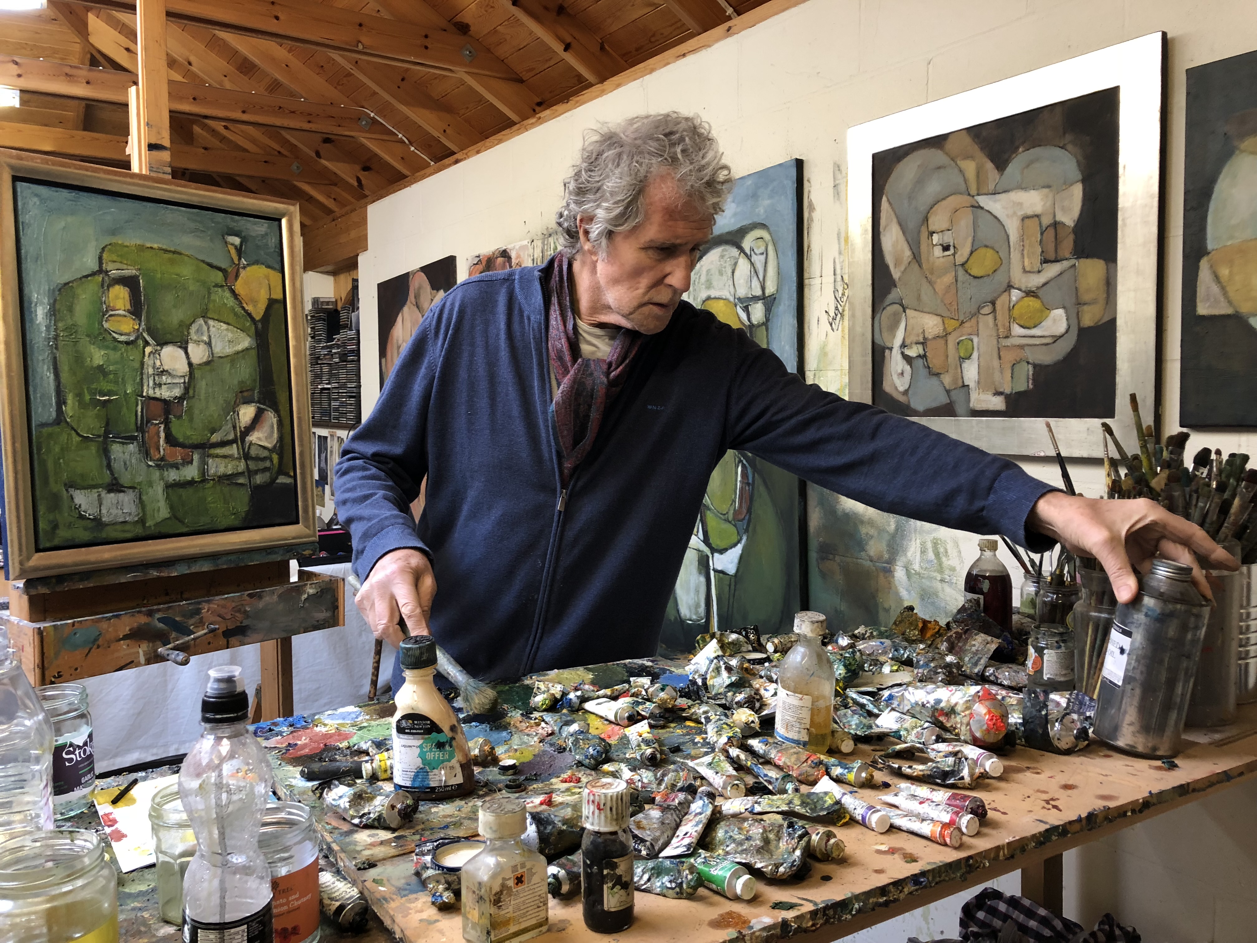John Illsley at work in his art studio