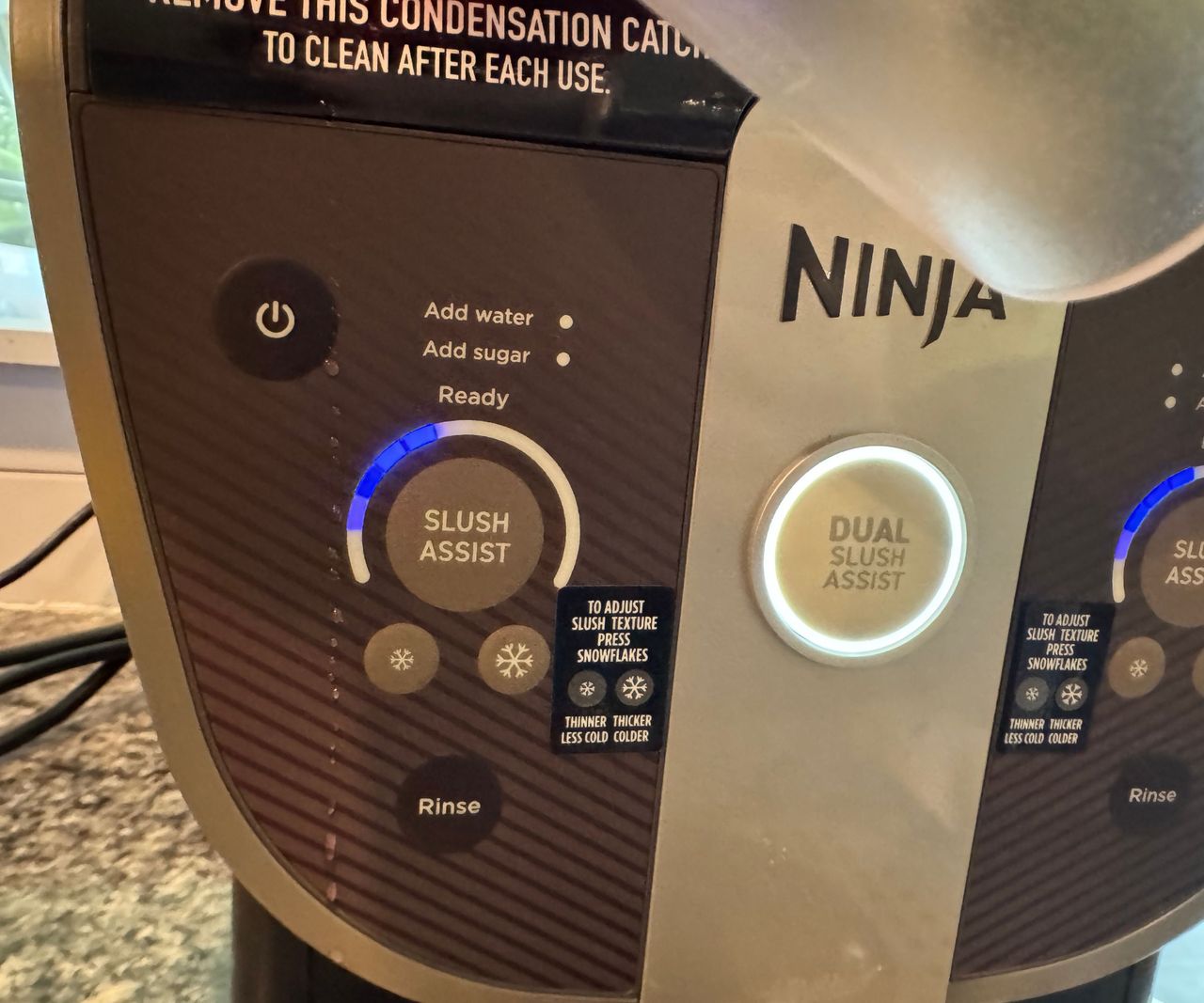 A close up of the control panel of the Ninja Slushi twist