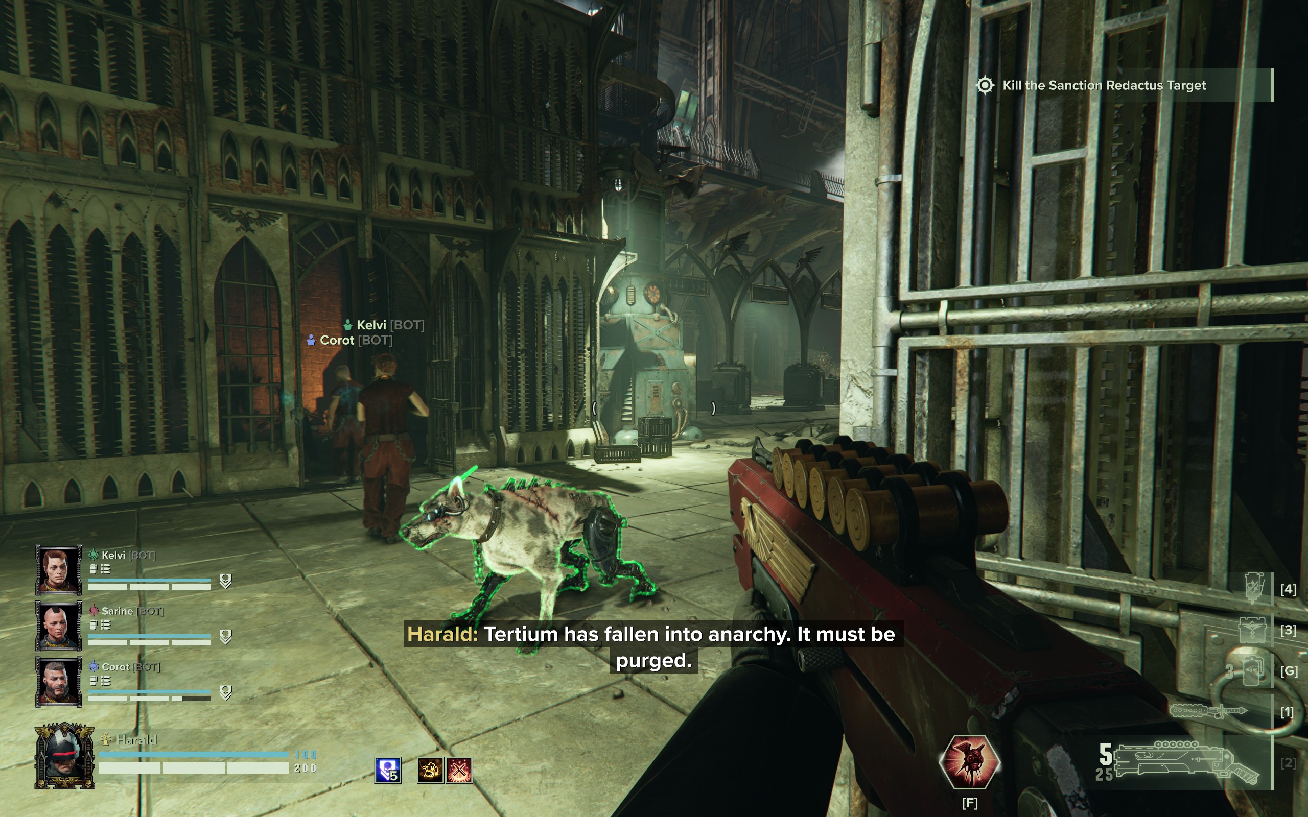 A cyber-mastiff outlined in green