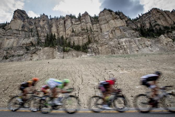 Riders pass through the final canyon on the way back to Cedar City.