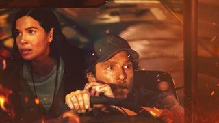 (L-R) America Ferrera as Mary Ludwig and Matthew McConaughey as Kevin McKay in "The Lost Bus"