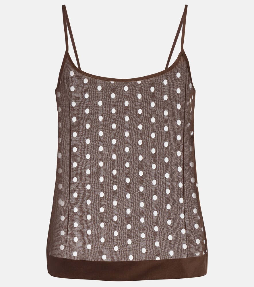 Polka-Dot Silk-Blend Tank Top