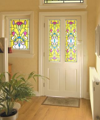 Art Deco stained glass window film by Purlfrost