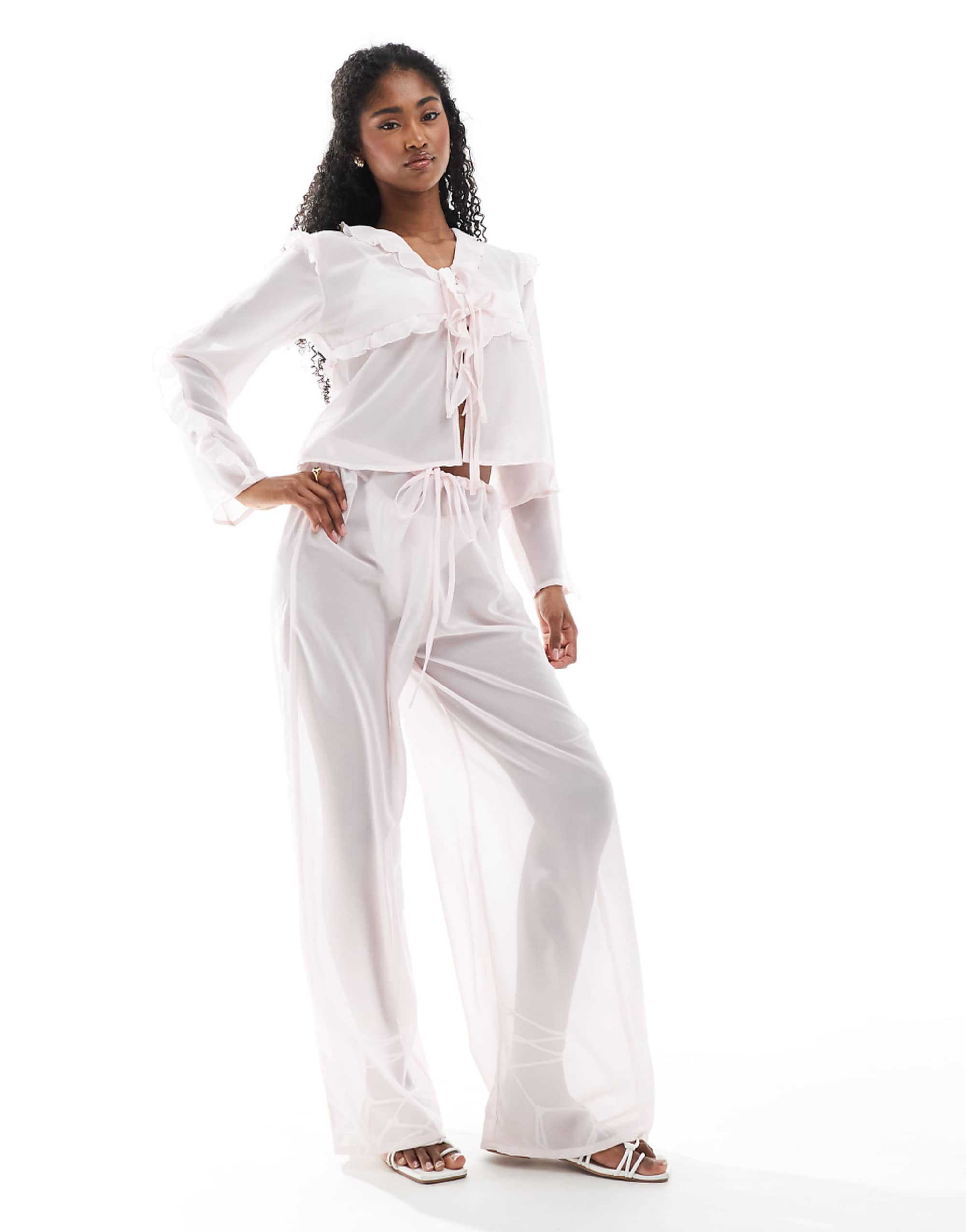 Esmee Exclusive Sheer Beach Trousers in Pink