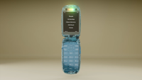 The Commodore Callback 8020 smart-ish flip phone is seen from various angles.