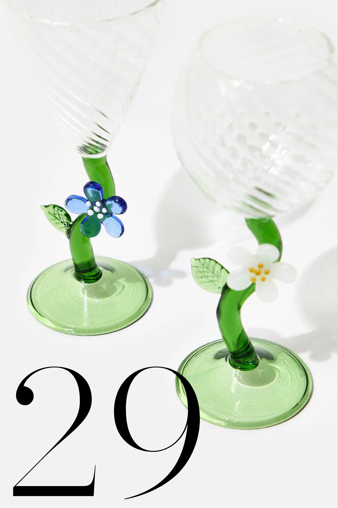 Floral Stem Liqueur Glasses Set of Two