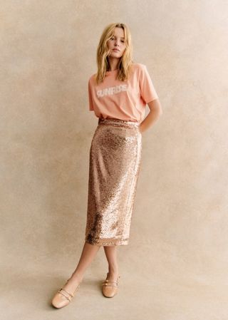 Magalia Skirt - Light Gold - Polyester - Sézane