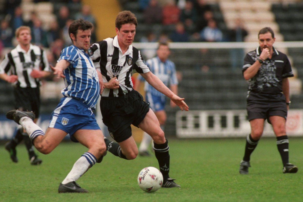 Steve Finnan in action for Notts County against Colchester United in Division Three in 1998