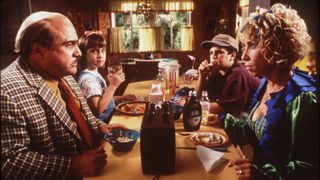 1996 Danny DeVito, Mara Wilson, Brian Levinson, and Rhea Perlman stars in the new movie "Matilda"