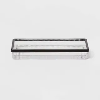 Ribbed Glass Tray Black - Threshold™: Metal & Glass Vanity Organizer, Easy to Clean