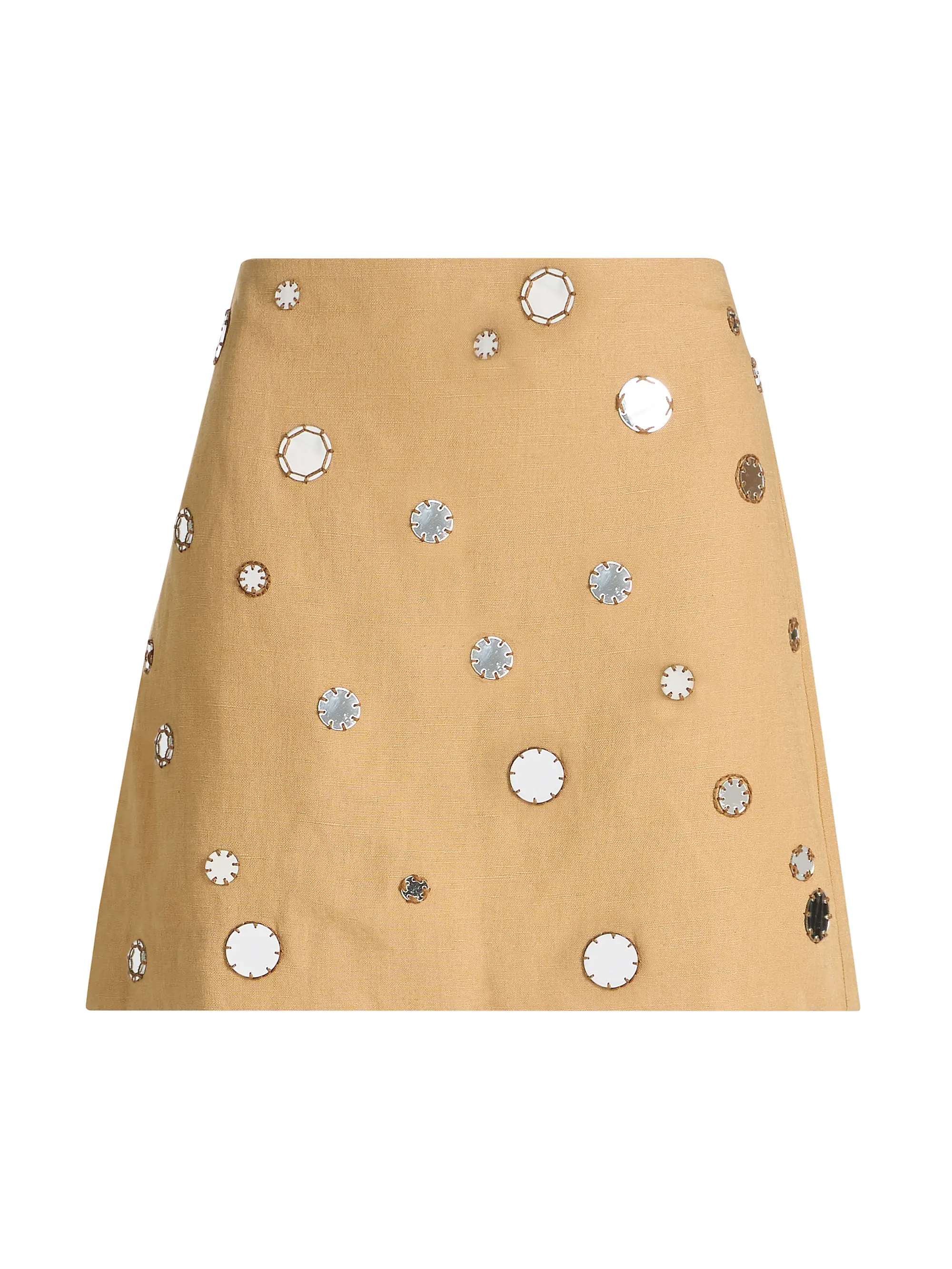 Ari Mirror Embellished Linen-Blend Miniskirt