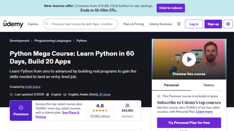 Udemy website screenshot (May 2025)