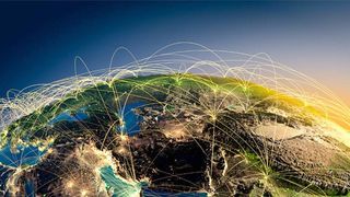 Illustration of various networks linking people around the globe