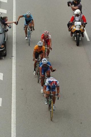 The lead group of five riders