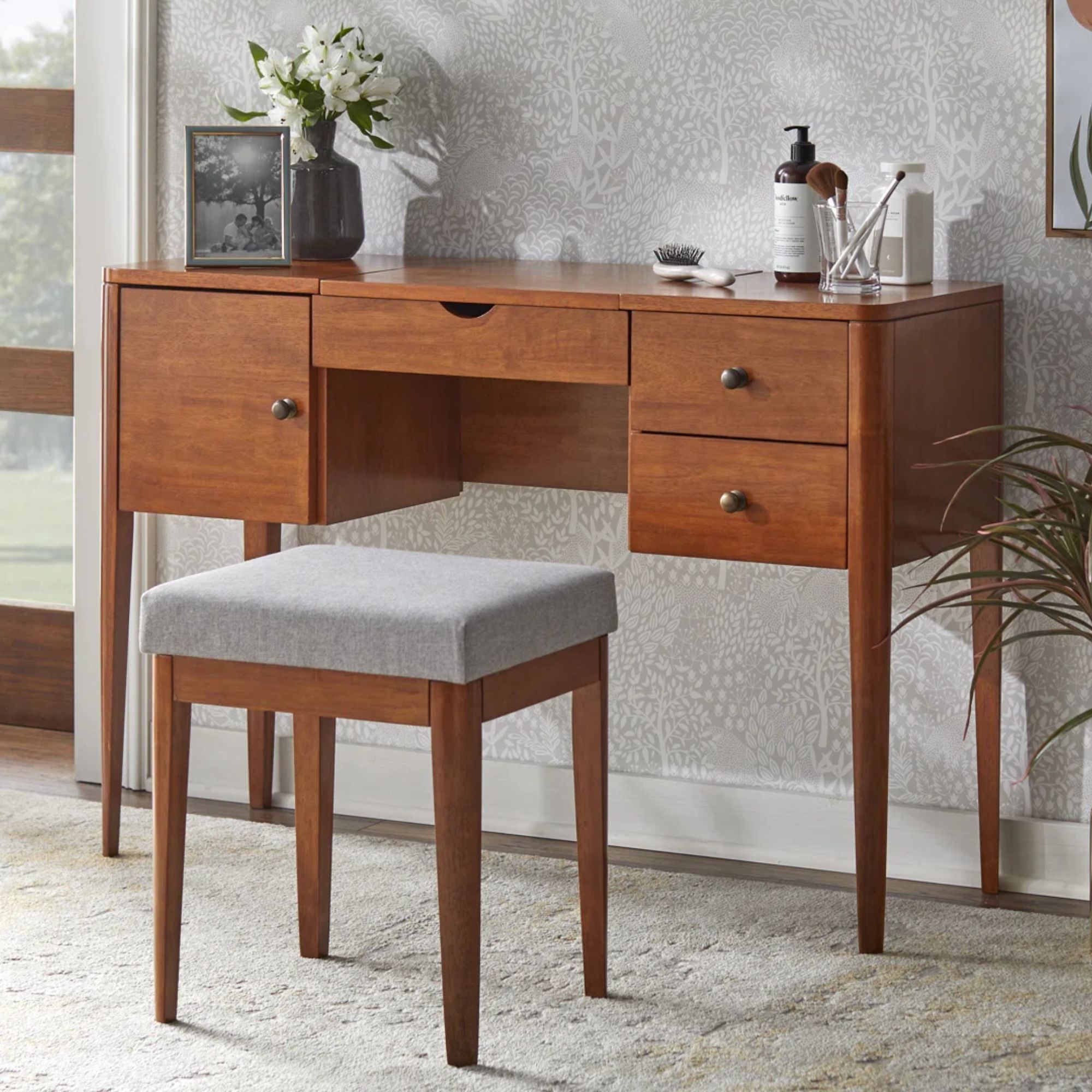 Wayfair, Red Barrel Studio&amp;reg; Vanity Set With Stool and Mirror &amp;amp; Reviews | Wayfair