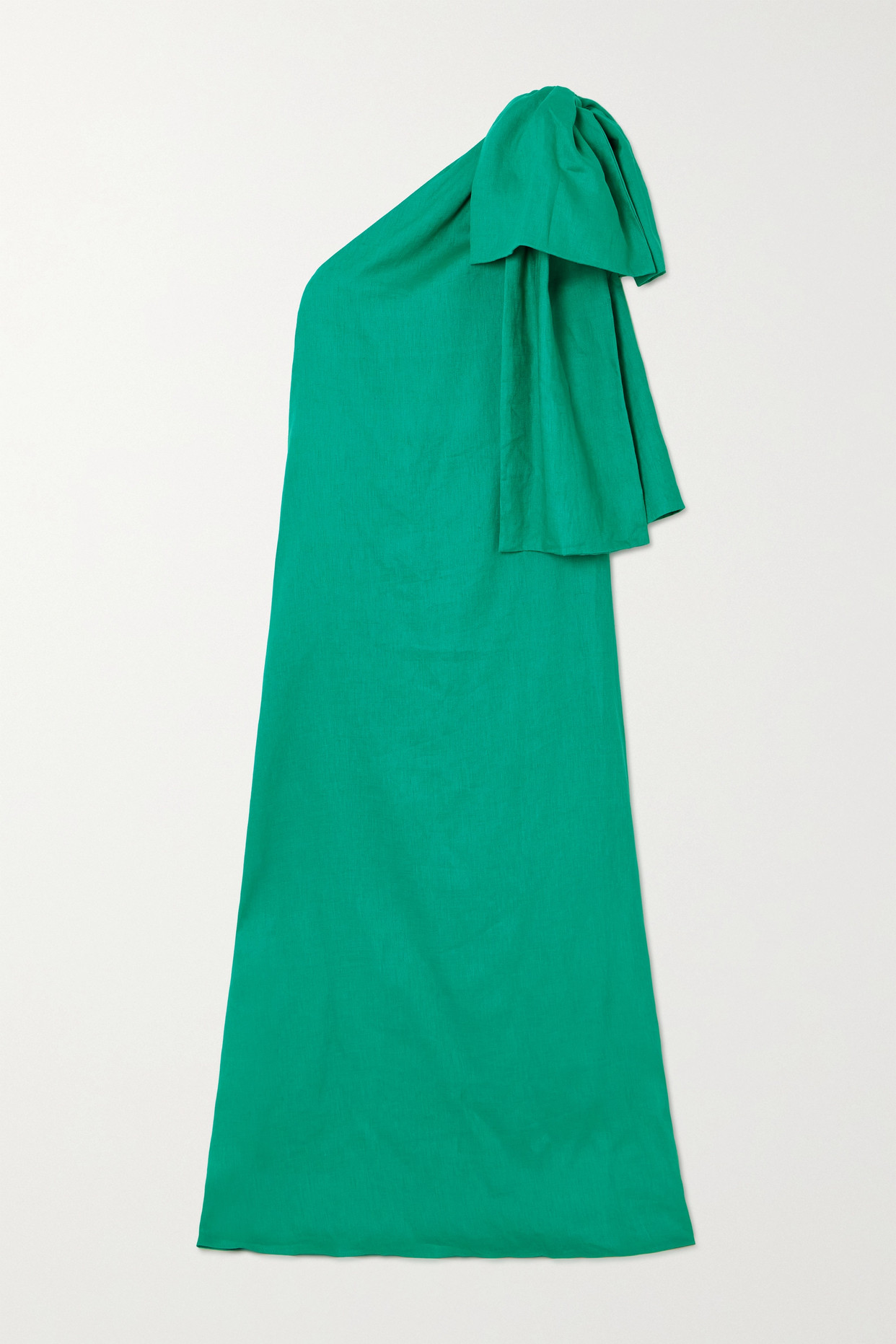 Winnie One-Shoulder Bow-Detailed Linen Gown