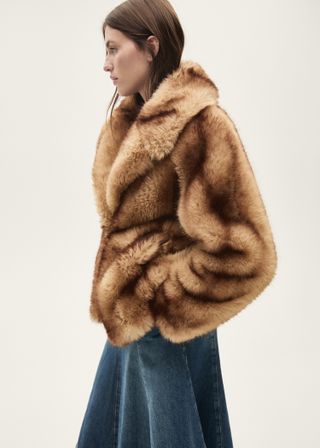 Coat With Fur-Effect Lapels - Women | Mango Usa