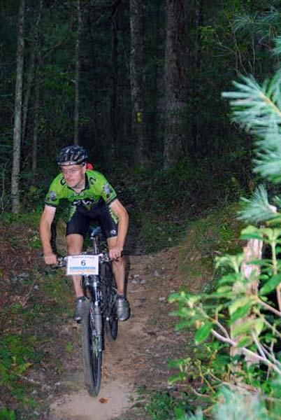 Christian Tanguy sits just off the back right before he flatted.