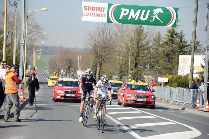 The day's breakaway passes the intermediate sprint