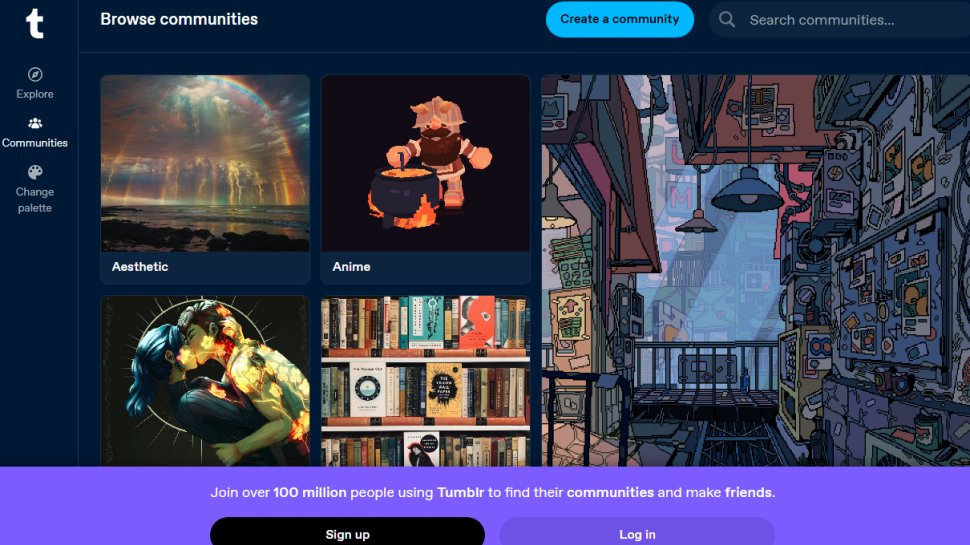 Website screenshot of Tumblr (July, 2025)