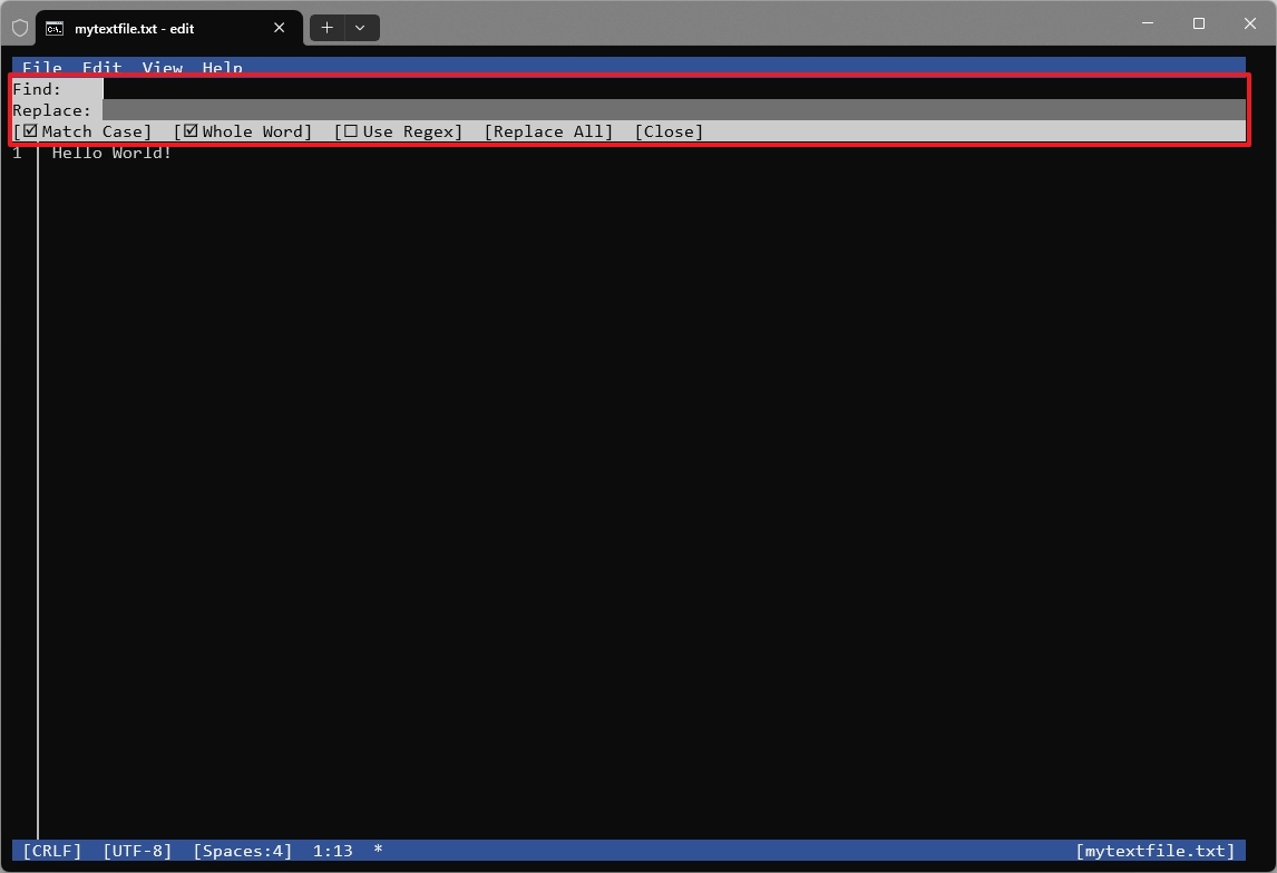Edit find and replace