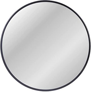 Zenida Round Mirror for Wall, 50x50 Cm Metal Framed Circle Mirror, Large Bathroom Mirror, Black Wall Mirror for Living Room Bedroom Entryway Decor