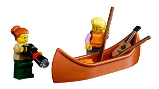 LEGO A-Frame Cabin photographer and boat