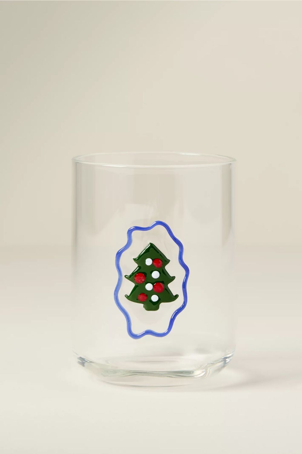 Icon glass with Christmas tree motif and blue border