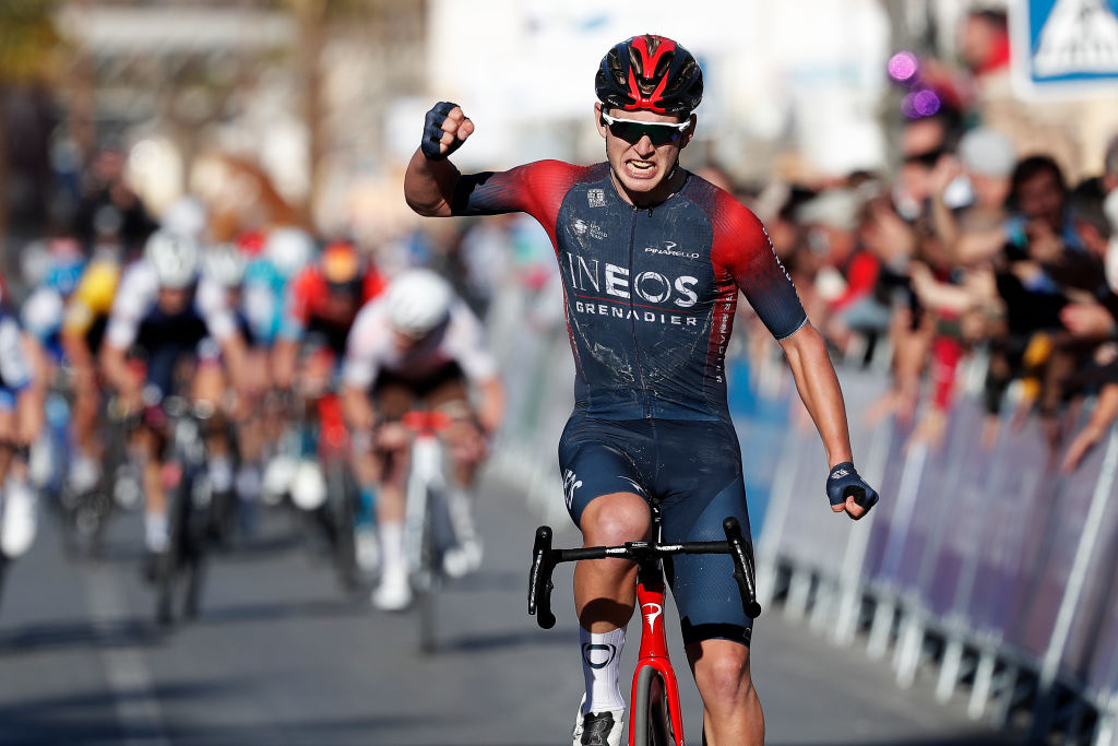 OTURA SPAIN FEBRUARY 18 Magnus Sheffield of United States and Team INEOS Grenadiers celebrates winning during the 68th Vuelta A Andalucia Ruta Del Sol 2022 Stage 3 a 1532km stage from Lucena to Otura 68RdS on February 18 2022 in Otura Spain Photo by Bas CzerwinskiGetty Images
