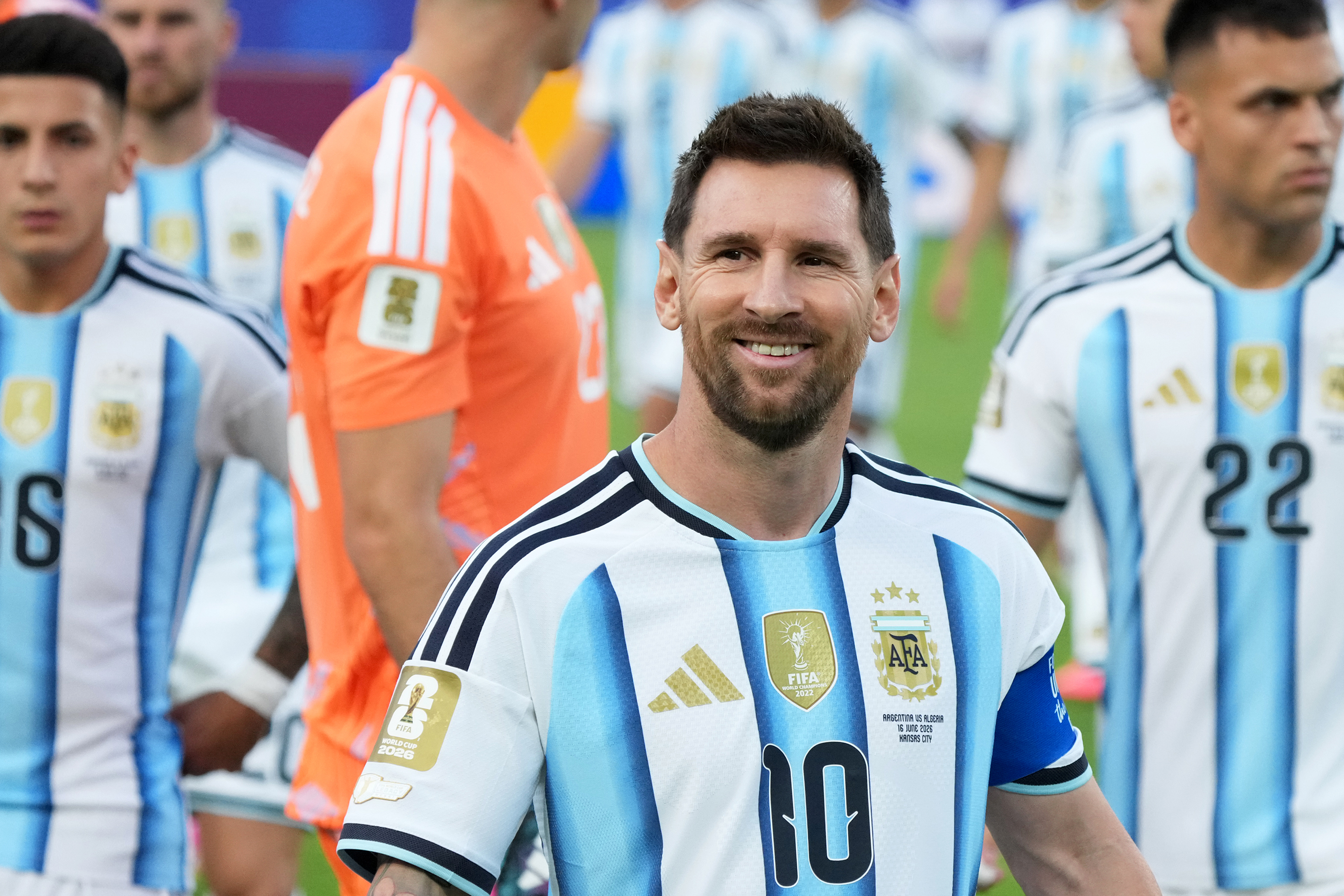 KANSAS CITY, MISSOURI - JUNE 16: Lionel Messi #10 of Argentina looks on during the FIFA World Cup 2026 Group J match between Argentina and Algeria at Kansas City Stadium on June 16, 2026 in Kansas