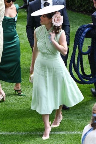 Princess Eugenie will attend Royal Ascot 2024 in a cross-body mint green dress and flat hat.
