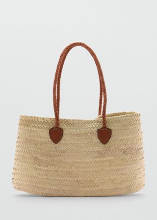 Natural Fiber Bag With Leather Handles