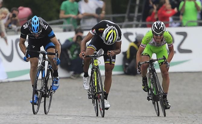 The sprint to decide stage 14 of the Giro d'Italia