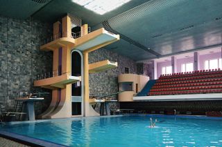 Swimming pool and diving board at The Changgwang Health and Recreation Complex, North Korea