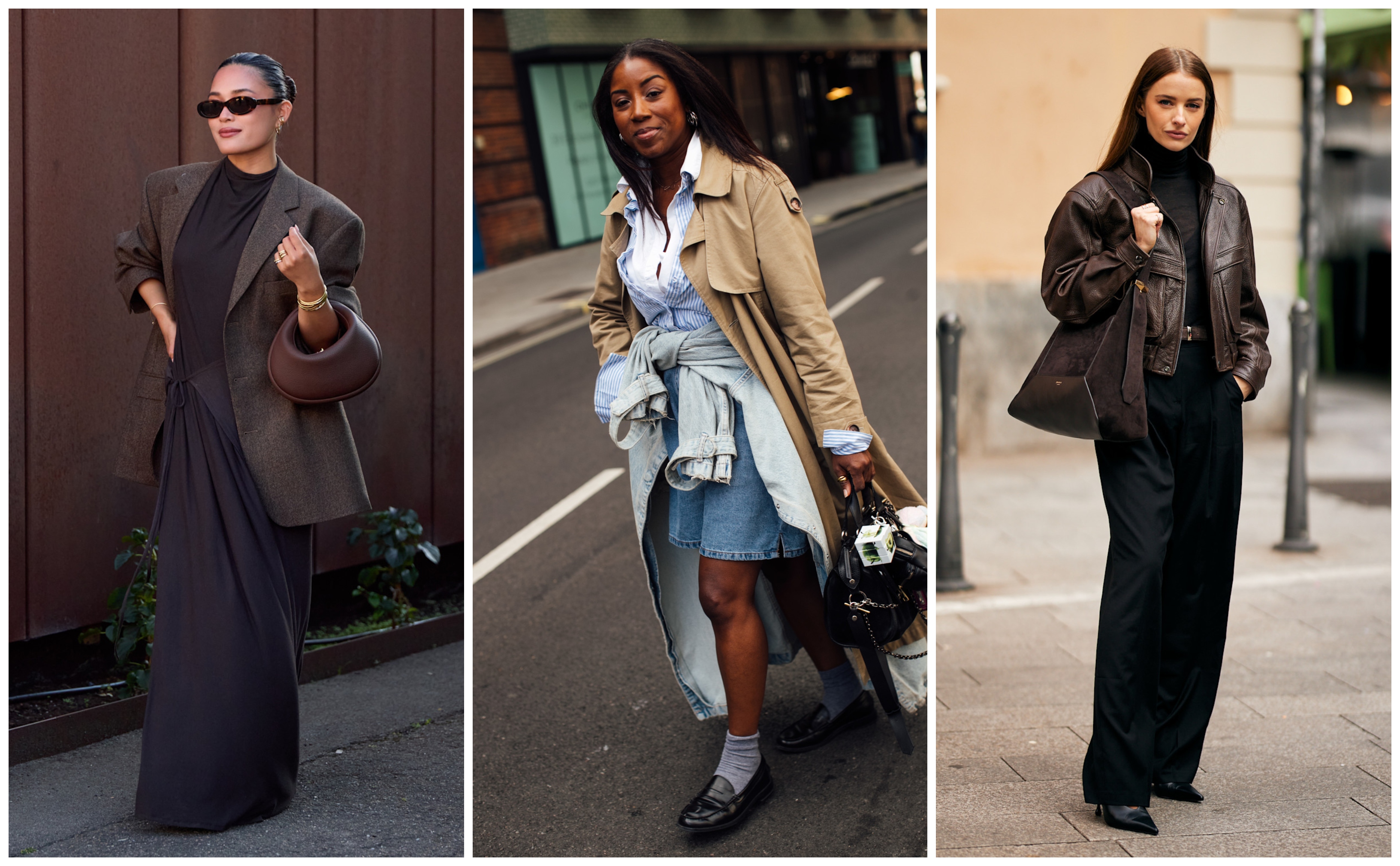 collage of women wearing fall outfits