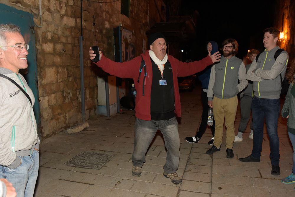 Team patron Sylvan Adam ejoys the guided tour in Akka along with Dan Craven and Jason Lowndes