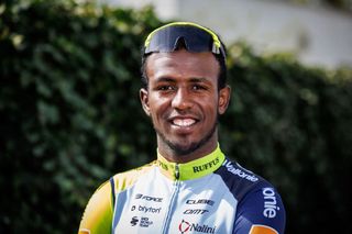 Eritrean Biniam Girmay Hailu of Intermarche WantyGobert Materiaux pictured in action during a press conference of the Intermarche Wanty Gobert Materiaux cycling team in Zedelgem Belgium Monday 28 March 2022 Yesterday Eritrean Biniam Girmay won the mens GentWevelgem In Flanders Fields cycling race 2489km from Ieper to Wevelgem BELGA PHOTO KURT DESPLENTER Photo by KURT DESPLENTER BELGA MAG Belga via AFP Photo by KURT DESPLENTERBELGA MAGAFP via Getty Images